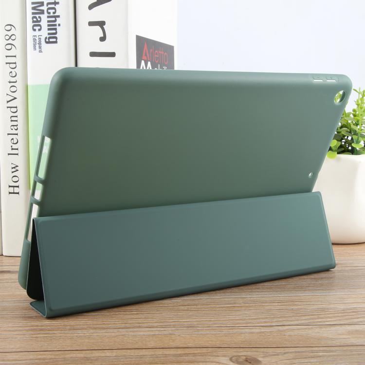 For iPad 10.2 2021 / 2020 / 2019 GEBEI 3-folding Holder Shockproof Flip Leather Tablet Case(Dark Green) - free shipping - PMc TechLife - Order now!