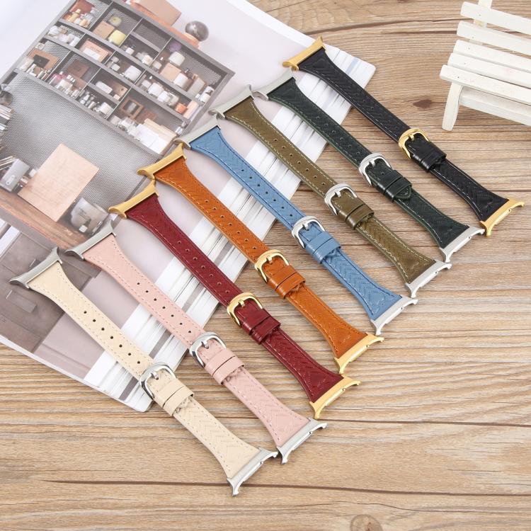 For Samsung Galaxy Watch Ultra 47mm Metal Connector Heart-Shaped Embossed Leather Watch Band(Apricot) - Watch Bands by PMC TechLife | Online Shopping South Africa | PMC TechLife | Buy Now Pay Later Mobicred