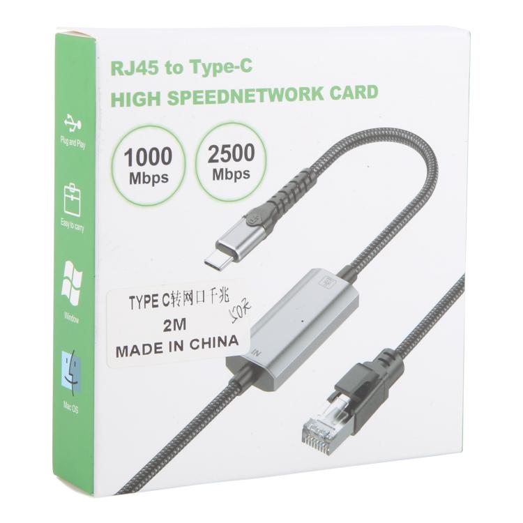 2m RJ45 to USB-C / Type-C High Speed Network Card Ethernet Cable - free shipping - PMc TechLife - Order now!