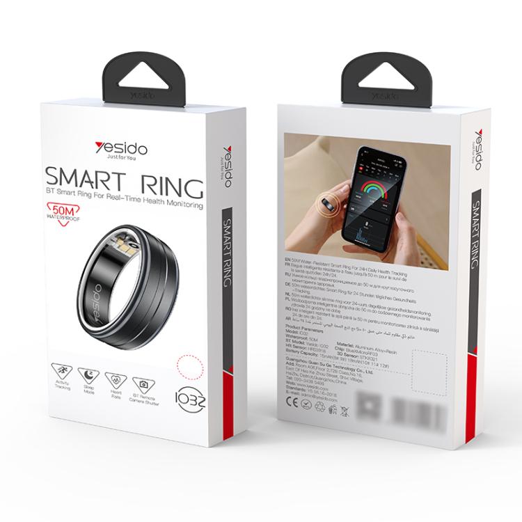 Yesido IO32 Health Monitor Smart Ring, Support Body Temperature / Heart Rate / Blood Pressure / Female Physiological Reminder, Size:65mm Inner Circumference(Black) - free shipping - PMC TechLife - Order now!