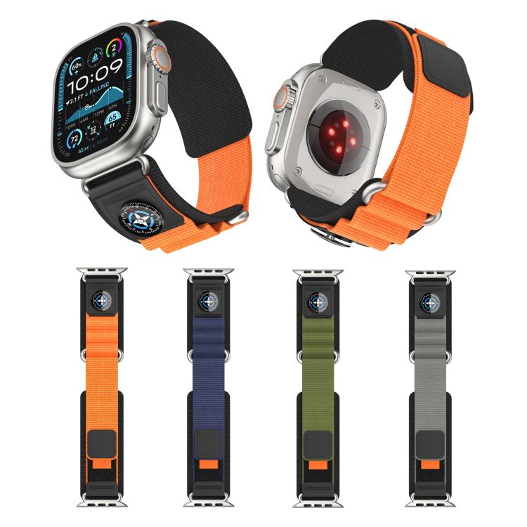 For Apple Watch 42mm / 41mm / 40mm / 38mm Kalebol Compass Nylon Loop Watch Strap(Black Army Green) - free shipping - PMc TechLife - Order now!