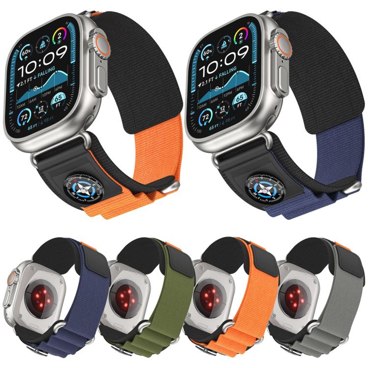 For Apple Watch 46mm / 49mm / 45mm / 44mm Compass Nylon Loop Watch Band(Black Grey) - free shipping - PMc TechLife - Order now!