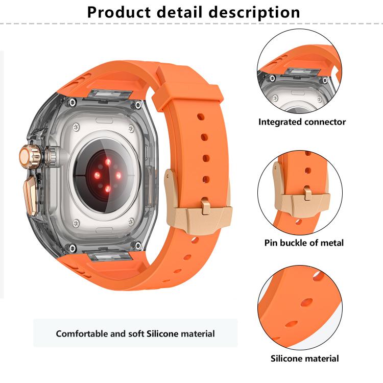 For Apple Watch 46mm / 45mm / 44mm / 42mm Kalebol Glacier Integrated Transparent Silicone Strap(Yellow Transparent Black) - free shipping - PMC TechLife - Order now!