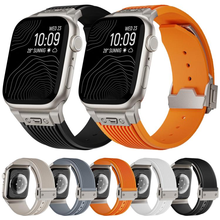 For Apple Watch 42mm / 41mm / 40mm / 38mm Kalebol High Elasticity L-shaped Nail Silicone Strap(Orange) - Watch Bands by Kalebol | Online Shopping South Africa | PMC TechLife | Buy Now Pay Later Mobicred