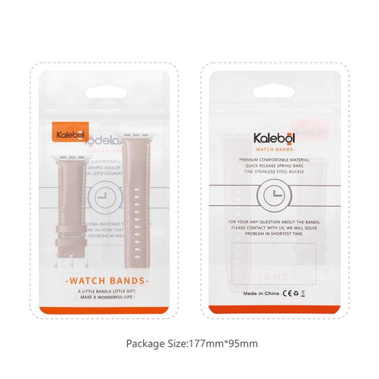 For Apple Watch 42mm / 41mm / 40mm / 38mm Kalebol Stitched Genuine Leather Watch Band(Frosted Olive) - free shipping - PMc TechLife - Order now!