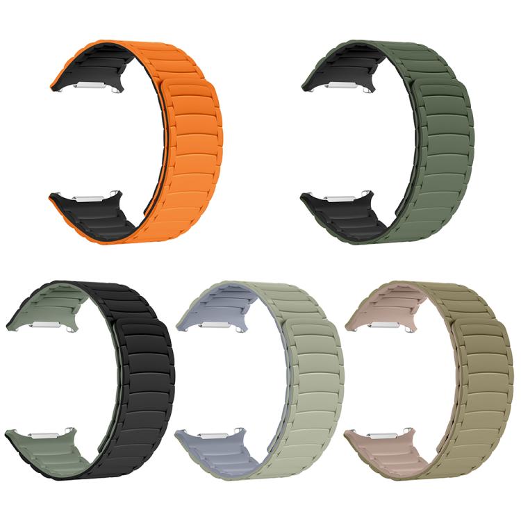 For Samsung Galaxy Watch Ultra 47mm Silicone Sport Magnetic Watch Band(Orange+Black) - Watch Bands by PMc TechLife | Online Shopping South Africa | PMc TechLife | Buy Now Pay Later Mobicred