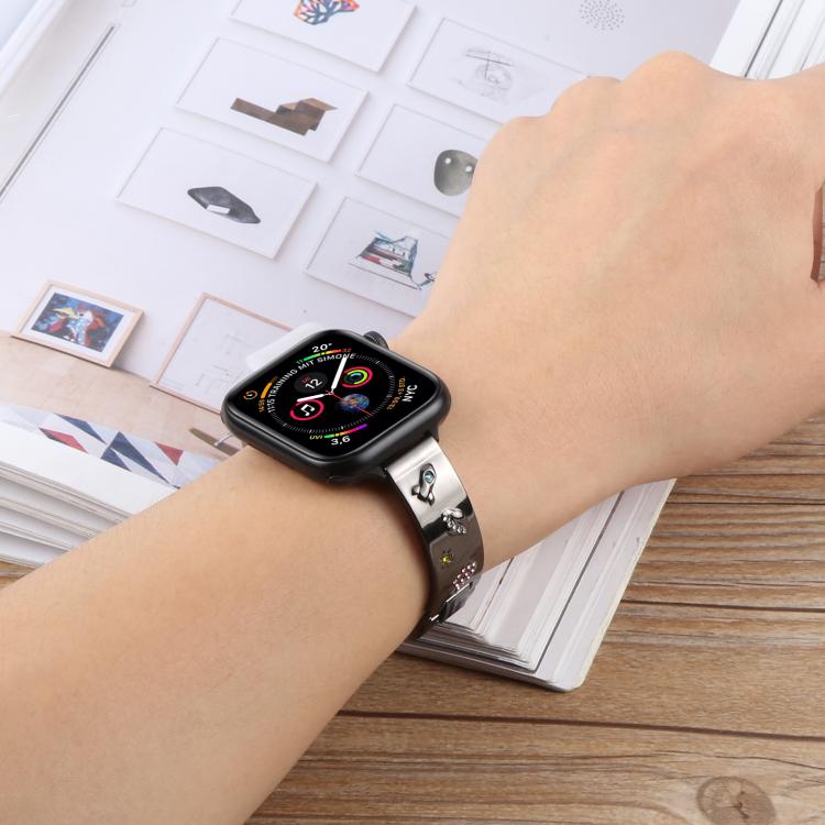 For Apple Watch 46mm / 49mm / 45mm / 44mm Diamond Quick Release Chain Bracelet Metal Watch Band(Rose Gold) - free shipping - PMC TechLife - Order now!