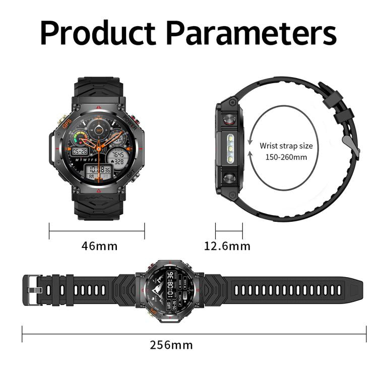 KC91 1.39 inch IPS Screen 3ATM Outdoor GPS Smart Watch with Flashlight(Pink) - Smart Watches by PMC TechLife | Online Shopping South Africa | PMC TechLife | Buy Now Pay Later Mobicred