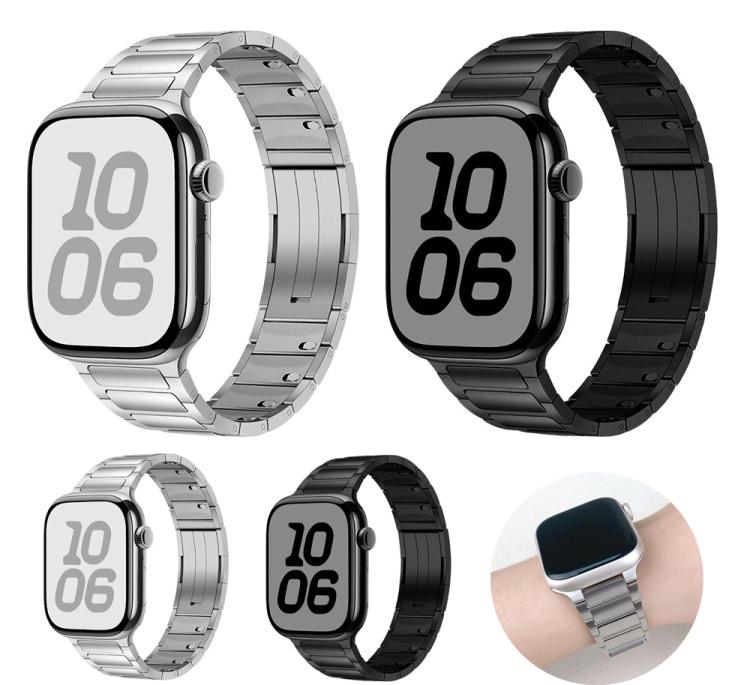 For Apple Watch 42mm / 41mm / 40mm / 38mm Tri-beads Side-detachable Buckle Stainless Steel Watch Band(Silver) - free shipping - PMC TechLife - Order now!