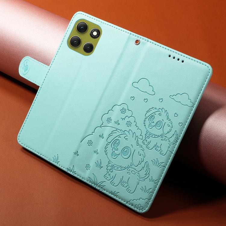 For Motorola Moto G86 5G Embossed Heart Dog RFID Blocking Wallet Leather Phone Case(Green) - free shipping - PMC TechLife - Order now!