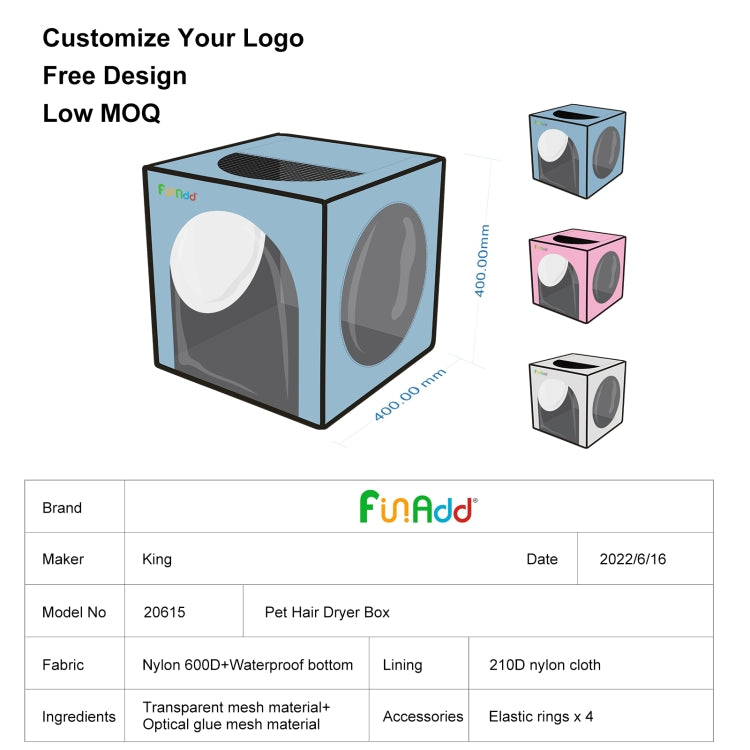 FUNADD Pet Bath Drying Box Portable Folding Dryer Cage, Suitable for Pets up to 5kg(Grey) - Blower & Drying by PMC TechLife | Online Shopping South Africa | PMC TechLife | Buy Now Pay Later Mobicred