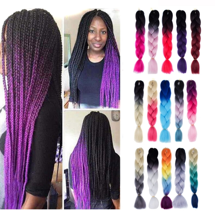 Fashion Color Gradient Individual Braid Wigs Chemical Fiber Big Braids, Length: 60cm(28Black+Pink+Lake Blue) - free shipping - PMC TechLife - Order now!