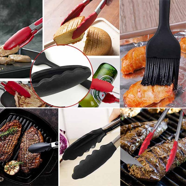 12 inch Silicone Non-slip Food Bread Barbecue BBQ Clip Tongs Kitchen Tools(Red) - Food Clips & Clips by PMC TechLife | Online Shopping South Africa | PMC TechLife | Buy Now Pay Later Mobicred