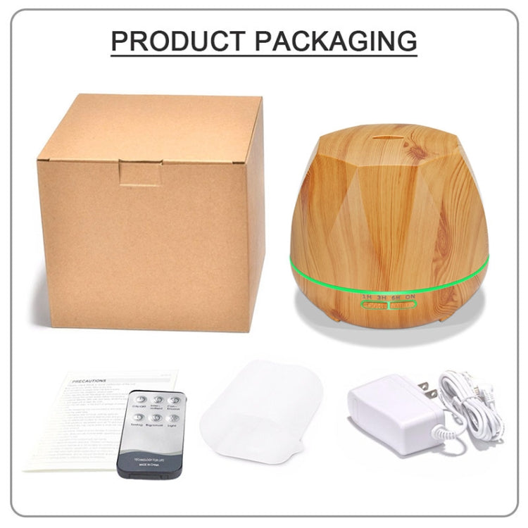 Diamond Wood Grain Remote Control Ultrasonic Humidifier Aromatherapy Machine Automatic Alcohol Sprayer with LED Lights, Capacity: 400mL, EU Plug (Light Wood Color) - free shipping - PMC TechLife - Order now!