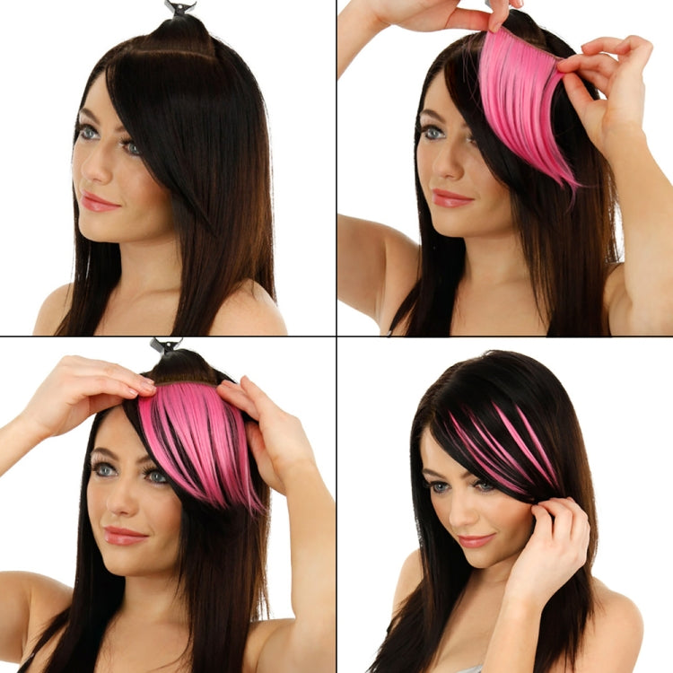 Color Gradient Invisible Seamless Hair Extension Wig Piece Straight Hair Piece Color Bangs Hair Piece(Fluorescent Green Light) - free shipping - PMC TechLife - Order now!