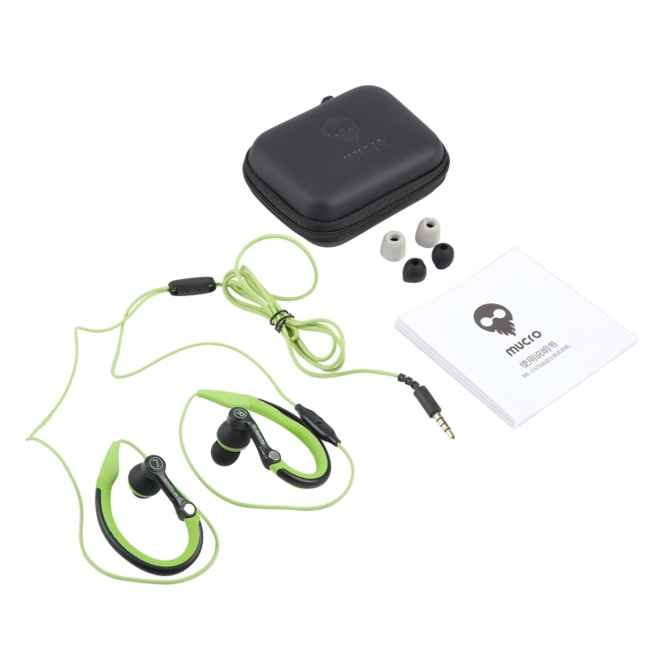 Mucro MB-232 Running In-Ear Sport Earhook Wired Stereo Headphones for Jogging Gym(Green) - Sport Earphone by Mucro | Online Shopping South Africa | PMC TechLife | Buy Now Pay Later Mobicred