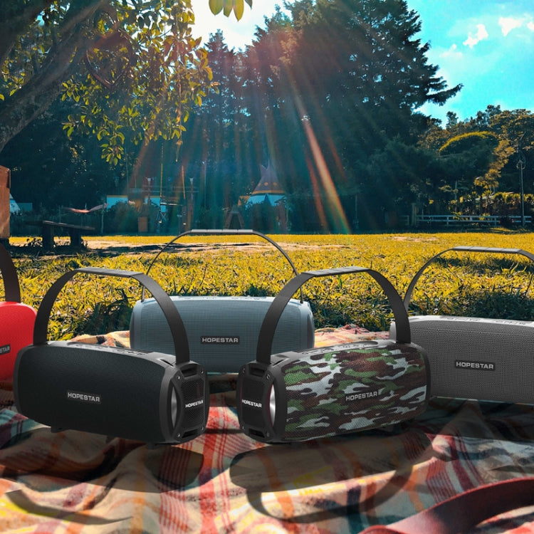 HOPESTAR H24 Pro TWS Portable Outdoor Waterproof Woven Textured Bluetooth Speaker with Rhythm Light, Support Hands-free Call & U Disk & TF Card & 3.5mm AUX & FM (Grey) - free shipping - PMC Jewellery - Order now!