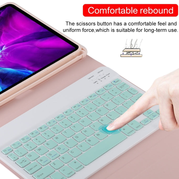 TG11B Detachable Bluetooth Green Keyboard + Microfiber Leather Tablet Case for iPad Pro 11 inch (2020), with Pen Slot & Holder (Pink) - For iPad Pro by PMC TechLife | Online Shopping South Africa | PMC TechLife