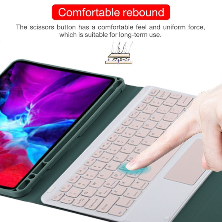 TG11BC Detachable Bluetooth Pink Keyboard Microfiber Leather Tablet Case for iPad Pro 11 inch (2020), with Touchpad & Pen Slot & Holder (Dark Green) - For iPad Pro by PMC TechLife | Online Shopping South Africa | PMC TechLife
