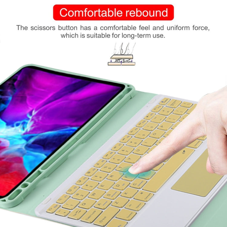 TG11BC Detachable Bluetooth Yellow Keyboard Microfiber Leather Tablet Case for iPad Pro 11 inch (2020), with Touchpad & Pen Slot & Holder (Green) - For iPad Pro by PMC TechLife | Online Shopping South Africa | PMC TechLife
