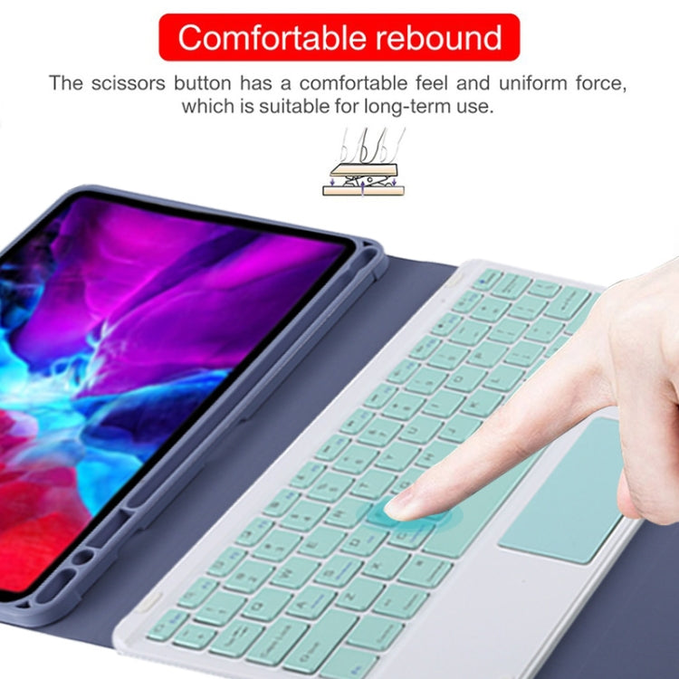 TG11BC Detachable Bluetooth Green Keyboard Microfiber Leather Tablet Case for iPad Pro 11 inch (2020), with Touchpad & Pen Slot & Holder (Purple) - For iPad Pro by PMC TechLife | Online Shopping South Africa | PMC TechLife