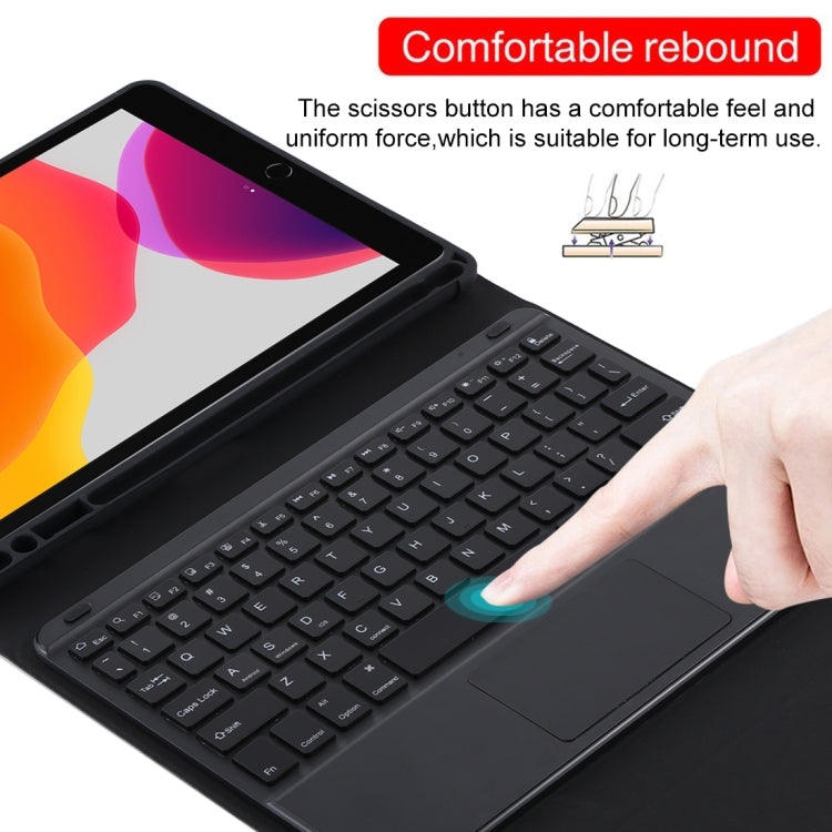 TG-102BCS Detachable Bluetooth Black Keyboard + Microfiber Leather Tablet Case for iPad 10.2 inch / iPad Air (2019), with Touch Pad & Backlight & Pen Slot & Holder (Black) - For iPad Air by PMC TechLife | Online Shopping South Africa | PMC TechLife