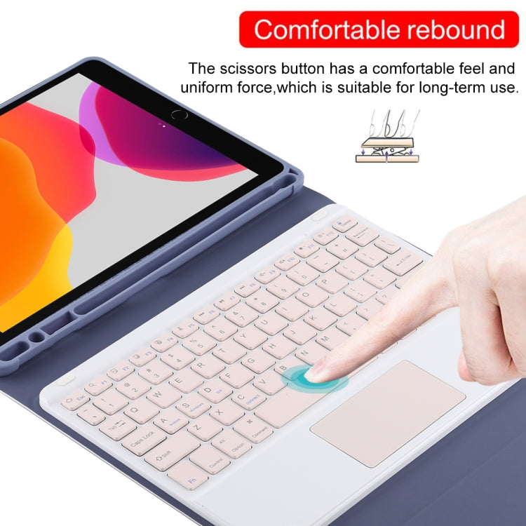 TG-102BC Detachable Bluetooth Pink Keyboard + Microfiber Leather Tablet Case for iPad 10.2 inch / iPad Air (2019), with Touch Pad & Pen Slot & Holder(Purple) - For iPad Air by PMC TechLife | Online Shopping South Africa | PMC TechLife