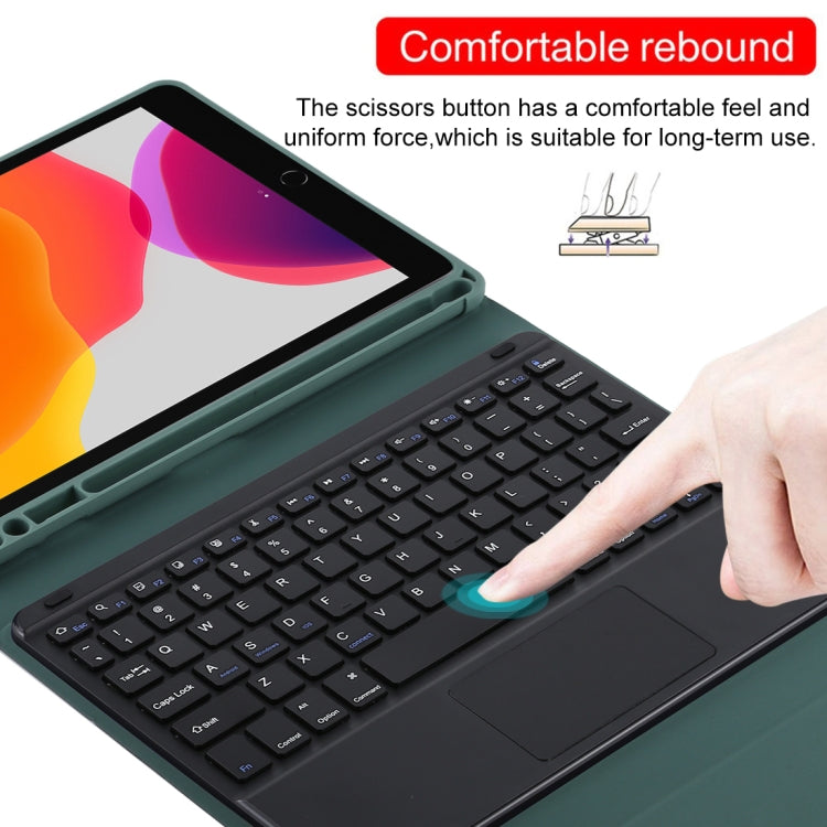 TG-102BC Detachable Bluetooth Black Keyboard + Microfiber Leather Tablet Case for iPad 10.2 inch / iPad Air (2019), with Touch Pad & Pen Slot & Holder(Dark Green) - For iPad Air by PMC TechLife | Online Shopping South Africa | PMC TechLife