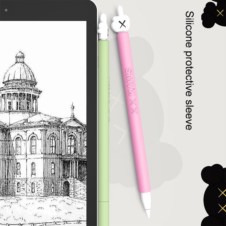LOVE MEI For Apple Pencil 1 Middle Finger Shape Stylus Pen Silicone Protective Case Cover (Green) - Pencil Accessories by LOVE MEI | Online Shopping South Africa | PMC TechLife | Buy Now Pay Later Mobicred