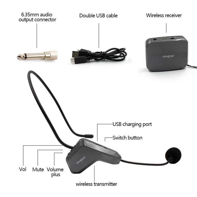 ASiNG WM01 2.4GHz Wireless Audio Transmission Electronic Pickup Microphone, Transmission Distance: 50m - free shipping - PMC TechLife - Order now!