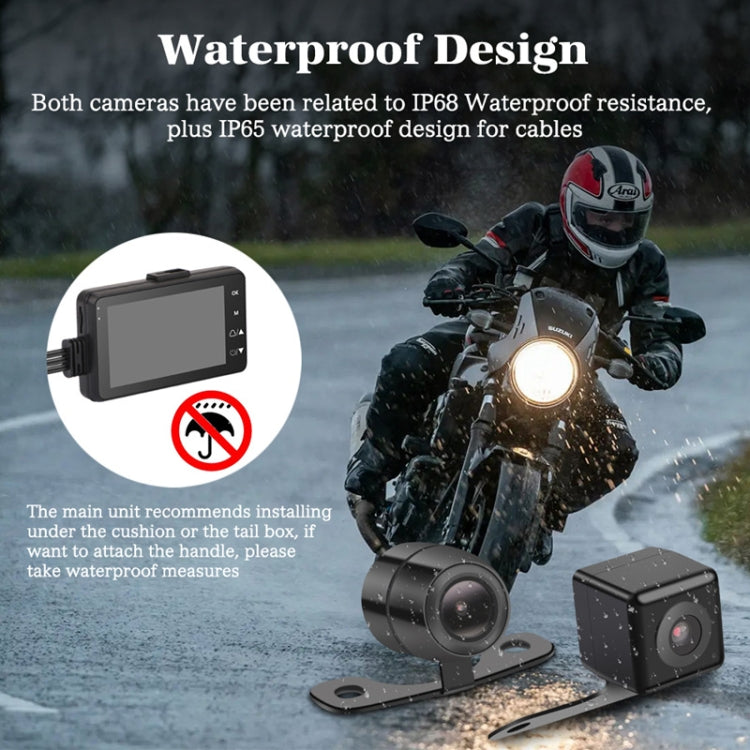 MT-80 3.0 inch 140 Degrees Wide Angle HD Video Motorcycle Dual Camera DVR, Support TF Card (32GB Max) - Electrical Instruments by PMc TechLife | Online Shopping South Africa | PMc TechLife | Buy Now Pay Later Mobicred