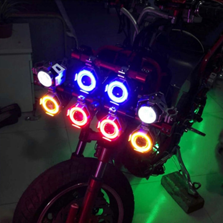 U7 10W 1000LM LED Life Waterproof Headlamp Light with Angel Eyes Light for Motorcycle / SUV, DC 12V(Blue Light) - Headlights by PMC Jewellery | Online Shopping South Africa | PMC Jewellery | Buy Now Pay Later Mobicred