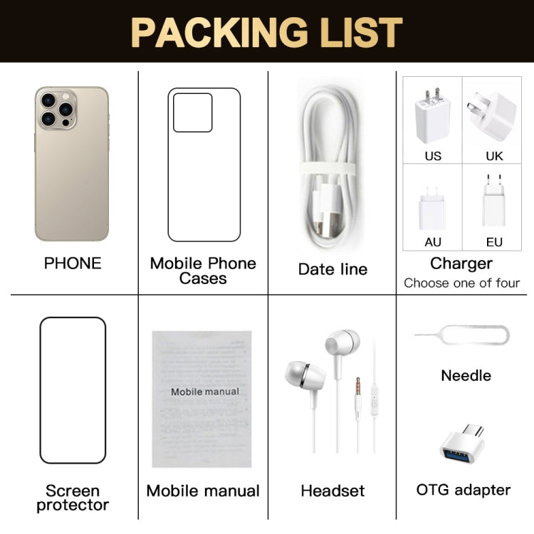 i16 Pro Max / Q5, 2GB+16GB, 6.5 inch Screen, Face Identification, Android 8.1 MTK6580P Quad Core, Network: 3G, Dual SIM, US Plug (Gold) - by PMC Jewellery | Online Shopping South Africa | PMC Jewellery | Buy Now Pay Later Mobicred