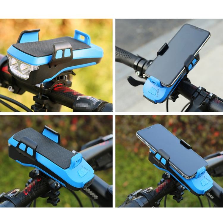 Multifunction 4 in 1 Phone Holder Bicycle Bell Cycling Lamp Flashlight(Blue) - Headlights by PMC TechLife | Online Shopping South Africa | PMC TechLife | Buy Now Pay Later Mobicred
