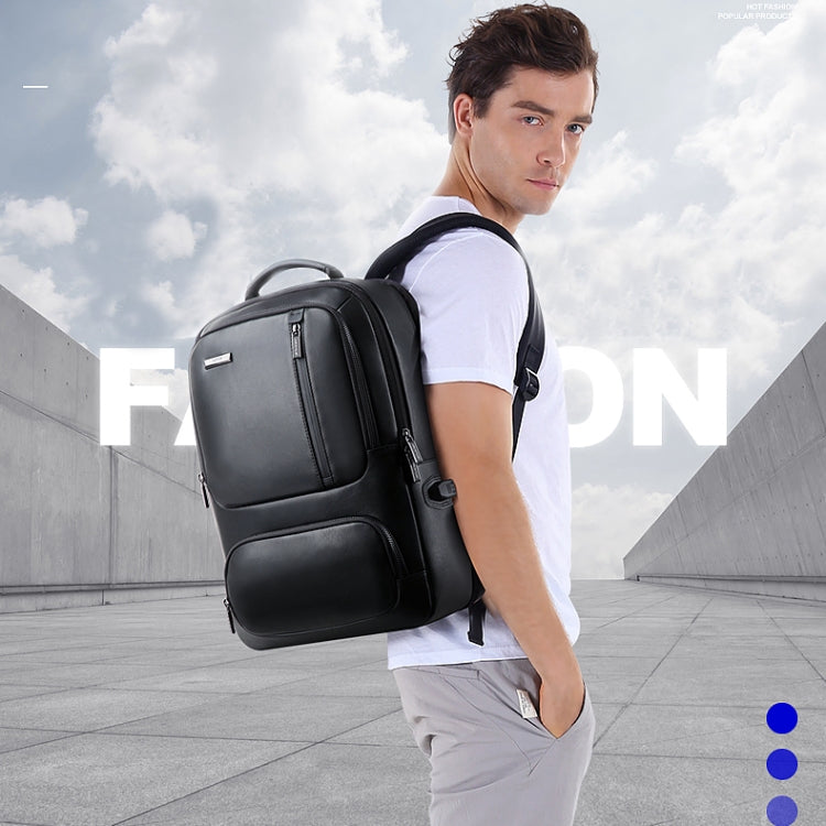 Bopai 851-024011 Top-grain Leather Business Breathable Anti-theft Man Backpack, Size: 28x18x42cm(Black) - free shipping - PMC Jewellery - Order now!