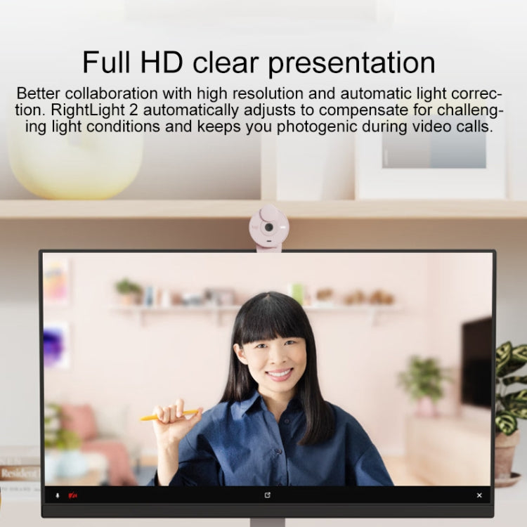 Logitech Brio 300 2MP 1080P Full HD IP Camera with Noise Reduction Microphone (Pink) - free shipping - PMC Jewellery - Order now!