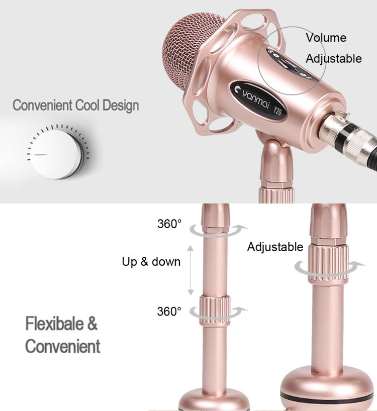 Yanmai Y20 Professional Game Condenser Microphone with Tripod Holder, Cable Length: 1.8m, Compatible with PC and Mac for Live Broadcast Show, KTV, etc.(Rose Gold) - Microphone by Yanmai | Online Shopping South Africa | PMC TechLife | Buy Now Pay Later Mobicred