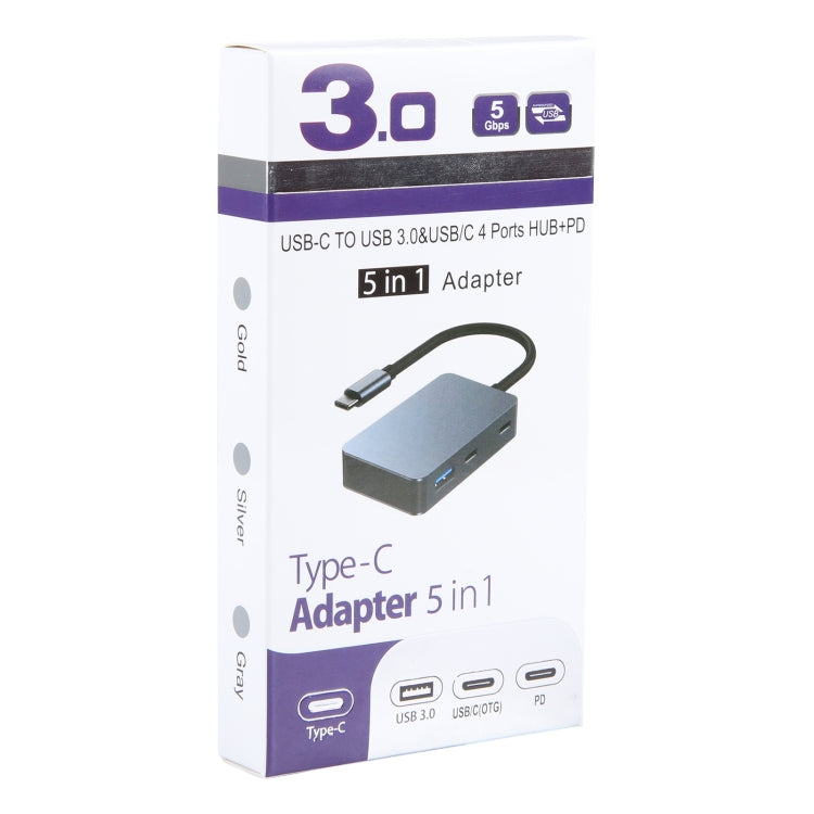 BYL-2316 5 in 1 USB-C / Type-C to USB3.0 & Type-C Multifunctional Docking Station HUB Adapter (Dark Grey) - free shipping - PMC Jewellery - Order now!