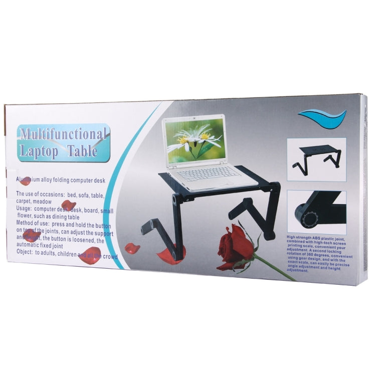 Portable 360 Degree Adjustable Foldable Aluminium Alloy Desk Stand with Mouse Pad for Laptop / Notebook, without CPU Fans(Black) - Laptop Stand by PMC Jewellery | Online Shopping South Africa | PMC Jewellery | Buy Now Pay Later Mobicred