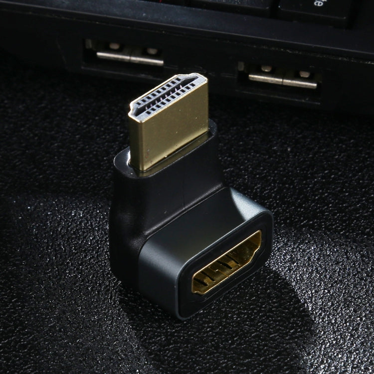 HDMI male to HDMI Female 90 Degree Elbow Head Aluminium Alloy Adapter(Black) - Adapter by PMC TechLife | Online Shopping South Africa | PMC TechLife
