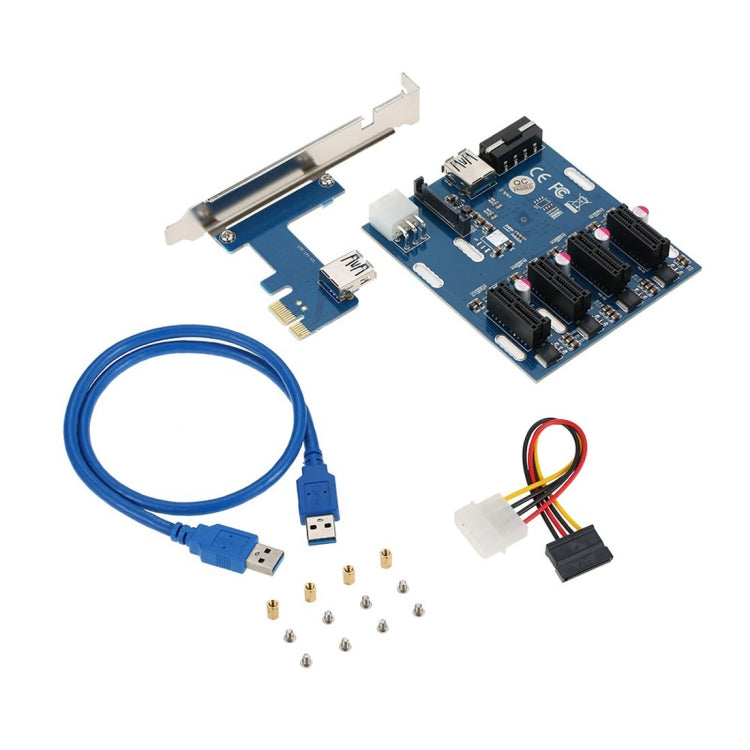 PCI-E to PCI-E Converter Card 1 to 4 1 X Express Card with 4 Ports PCI-E Slots - by PMC Jewellery | Online Shopping South Africa | PMC Jewellery | Buy Now Pay Later Mobicred