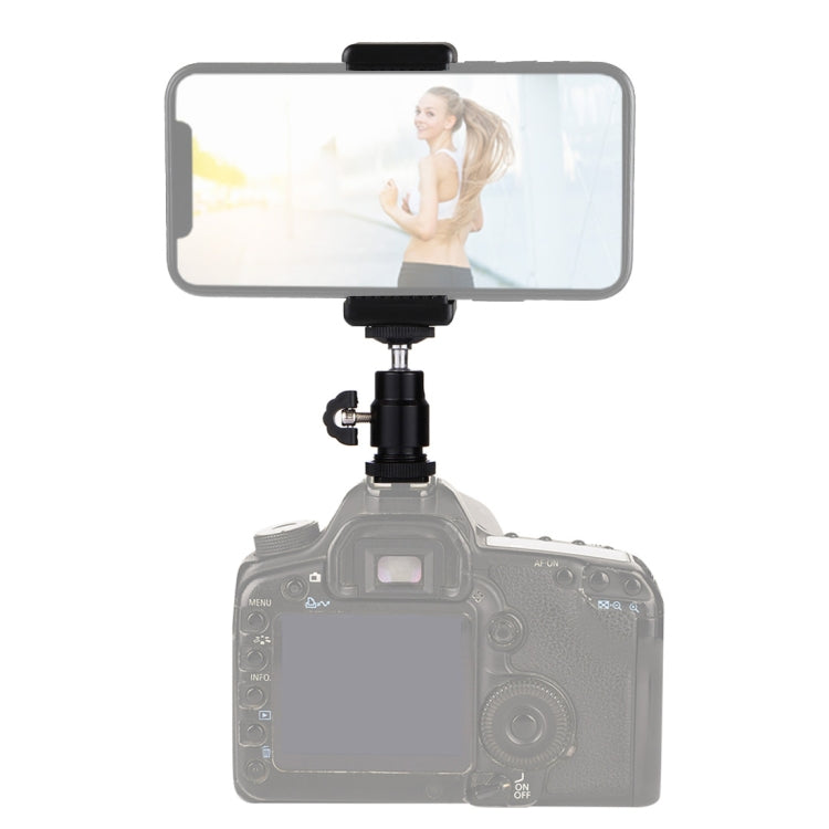 PULUZ 1/4 inch Hot Shoe Tripod Head + Tripod Stand Clamp for iPhone, Samsung, Huawei, HTC, 5.5cm - 8cm Width Smartphones - Stand by PULUZ | Online Shopping South Africa | PMC TechLife | Buy Now Pay Later Mobicred