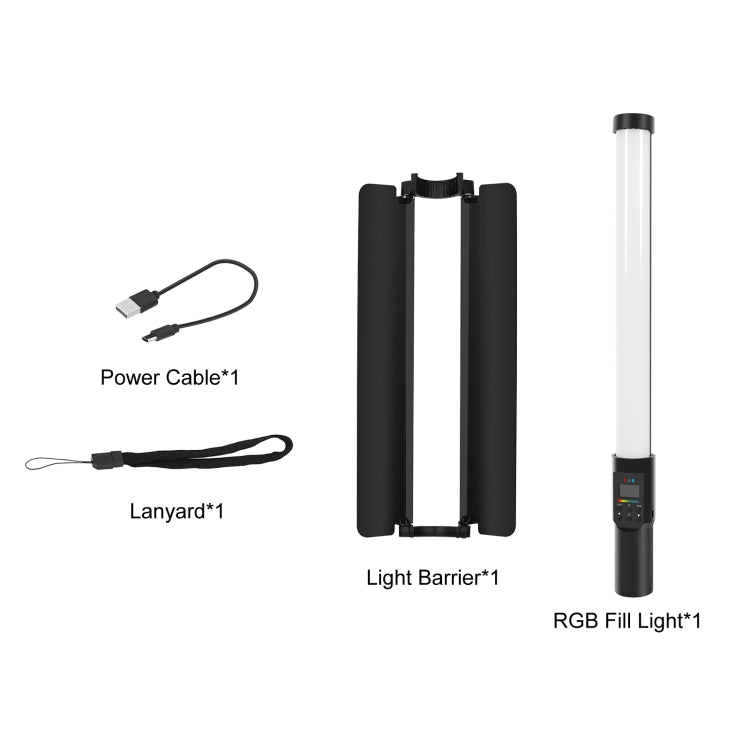 PULUZ 190 LEDs Photo Handheld Stick Light Full Color RGB Fill Light with Barndoor - free shipping - PMC TechLife - Order now!