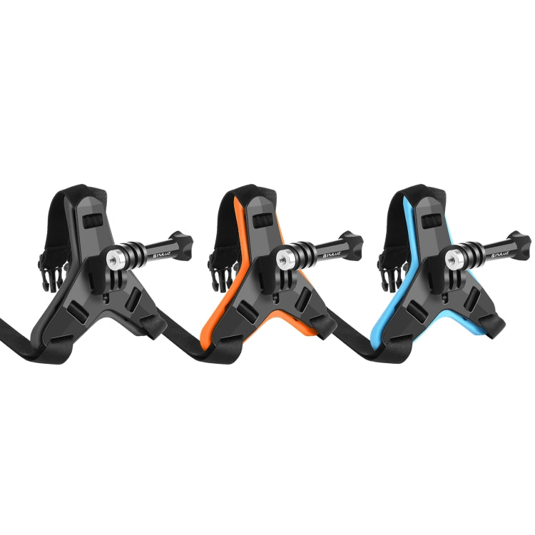 PULUZ Motorcycle Helmet Chin Strap Mount for GoPro, DJI Osmo Action and Other Action Cameras(Orange) - Helmet Mount by PULUZ | Online Shopping South Africa | PMC TechLife | Buy Now Pay Later Mobicred