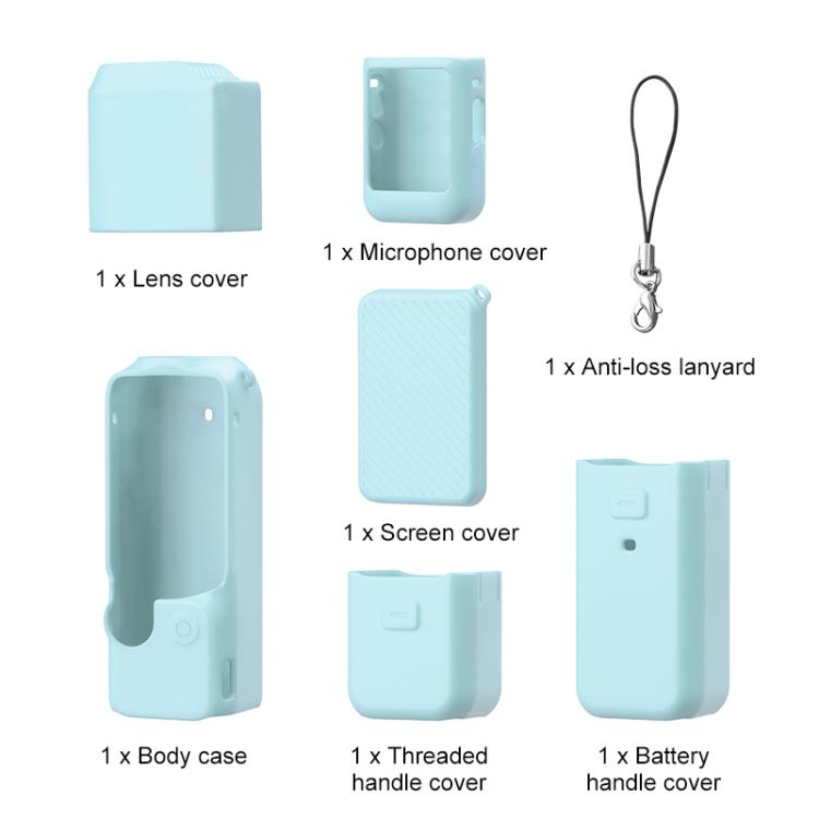For DJI OSMO Pocket 3 PULUZ 6 in 1 Body Lens Handle Screen Mic Silicone TPU Cover (Mint Green) - free shipping - PMC TechLife - Order now!