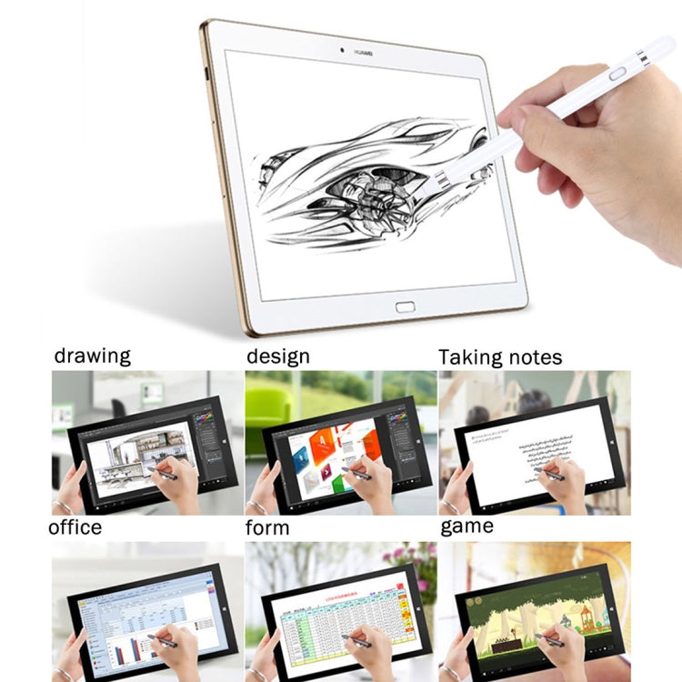 Short Universal Rechargeable Capacitive Touch Screen Stylus Pen with 2.3mm Superfine Metal Nib, For iPhone, iPad, Samsung, and Other Capacitive Touch Screen Smartphones or Tablet PC(White) - free shipping - PMc TechLife - Order now!