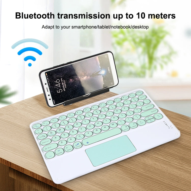 250C 10 inch Universal Tablet Round Keycap Wireless Bluetooth Keyboard with Touch Panel (Black) - Universal Keyboard by PMC TechLife | Online Shopping South Africa | PMC TechLife