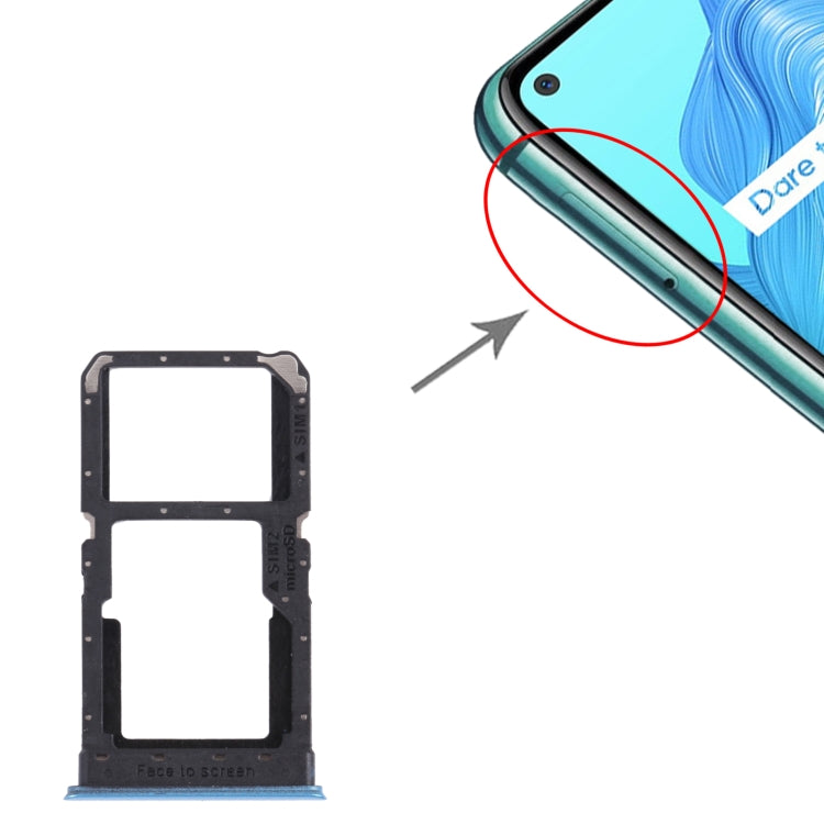 For OPPO Realme V5 5G SIM Card Tray + SIM Card Tray / Micro SD Card Tray (Blue) - Card Socket by PMc TechLife | Online Shopping South Africa | PMc TechLife | Buy Now Pay Later Mobicred