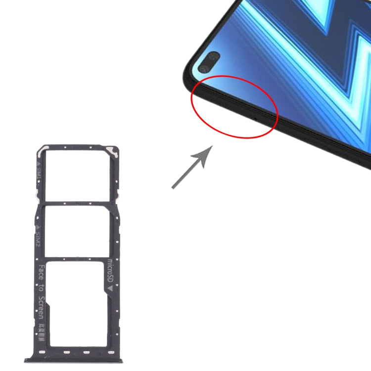 For OPPO Realme 6 Pro RMX2061, RMX2063 SIM Card Tray + SIM Card Tray + Micro SD Card Tray (Black) - Card Socket by PMc TechLife | Online Shopping South Africa | PMc TechLife | Buy Now Pay Later Mobicred
