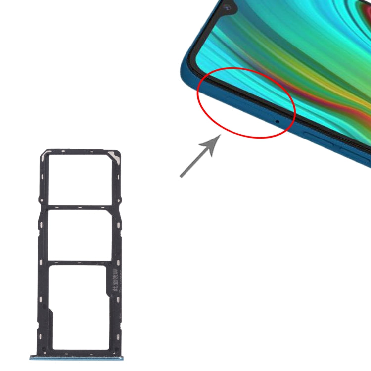 For OPPO Realme C3 RMX2027, RMX2020, RMX2021 SIM Card Tray + SIM Card Tray + Micro SD Card Tray (Blue) - Card Socket by PMc TechLife | Online Shopping South Africa | PMc TechLife | Buy Now Pay Later Mobicred